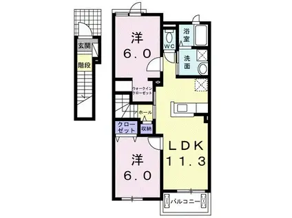 ストロベリーハウスIV(2LDK/2階)の間取り写真