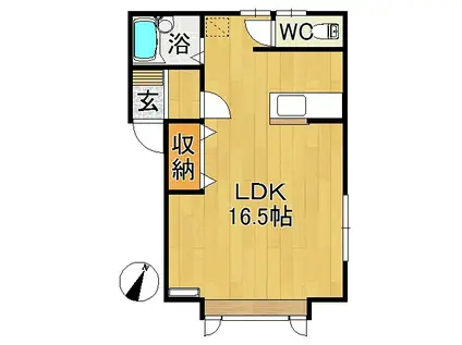 みちのくトランスポート2(ワンルーム/2階)の間取り写真