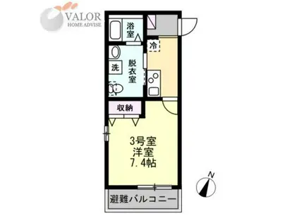 ベイルームヴィスタ川崎(1K/1階)の間取り写真