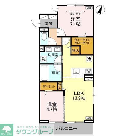 KOAひばりヶ丘(2LDK/2階)の間取り写真