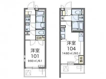 ミランダクレール 西八王子(1K/2階)の間取り写真