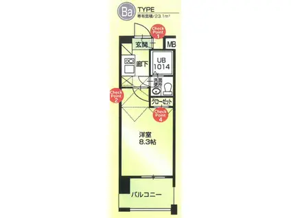 NO60 V TOWER 天神(1K/20階)の間取り写真