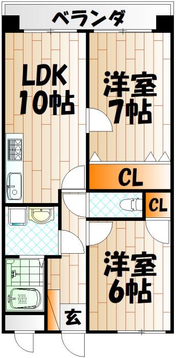 エルフ・フォレスト(2LDK/7階)の間取り写真