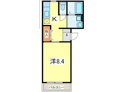 グランセス城西I(1K/1階)の間取り写真