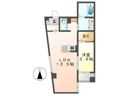 ミルノア尾頭橋(1LDK/2階)の間取り写真