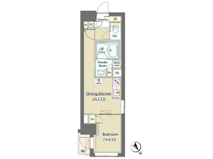 ラフォンテ田端(1DK/3階)の間取り写真