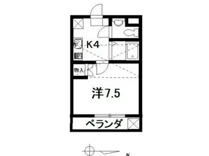 ペパーミントハウス(1K/2階)の間取り写真