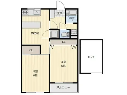 ピース・レーヴ(2DK/1階)の間取り写真