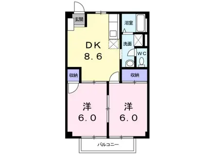 ひまわり館B(2DK/1階)の間取り写真