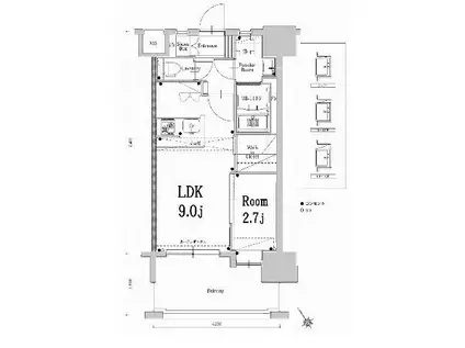 エンクレスト空港通(1LDK/12階)の間取り写真