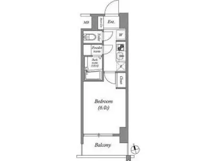 エスタート品川南大井(1K/2階)の間取り写真