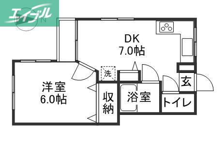 三門コンドミニアム(1DK/1階)の間取り写真