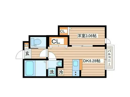 ラチッタ郡山(1DK/1階)の間取り写真