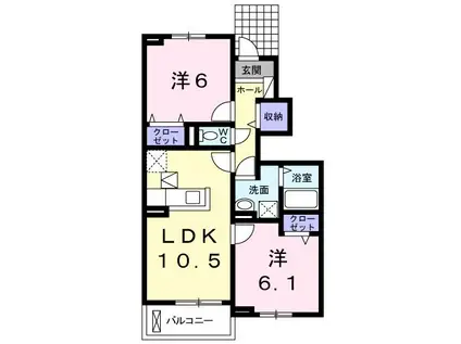 レスペランス II(2LDK/1階)の間取り写真