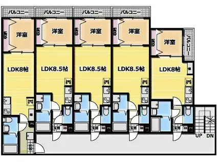 川越こもれびLYCKA(1LDK/2階)の間取り写真