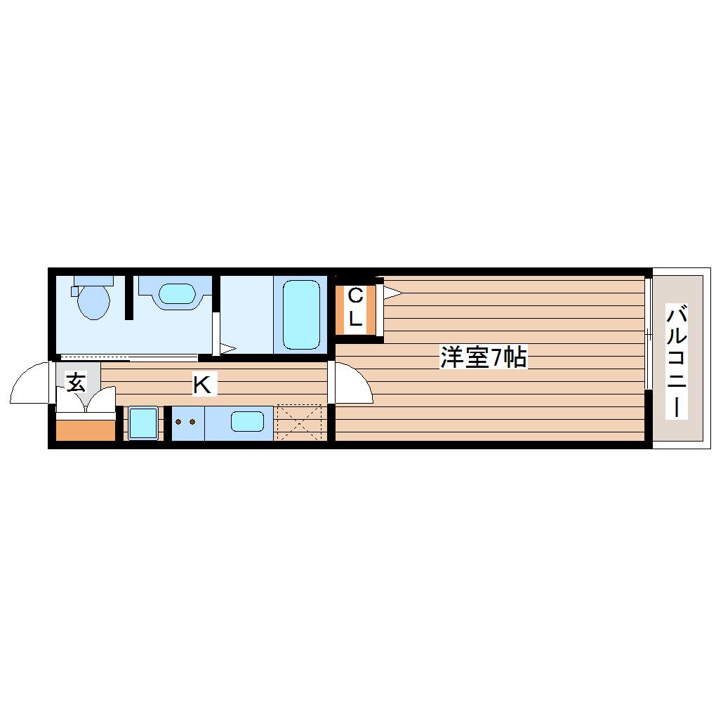 AKALA福田町(1K/2階)の間取り写真