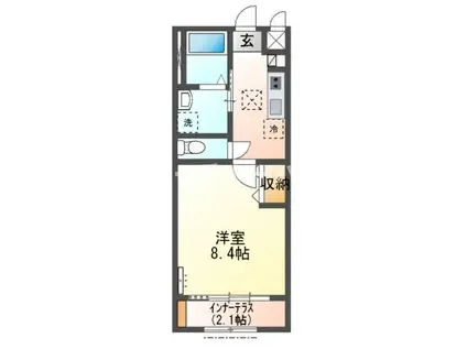 プレシャスワン翔(1K/1階)の間取り写真