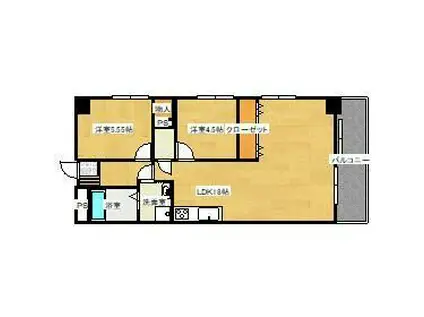 デザイナー・プリンセス・KYビル(2LDK/8階)の間取り写真