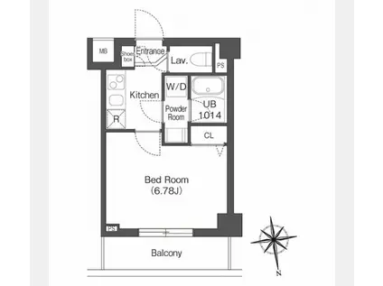 ディームス浦安(1K/3階)の間取り写真