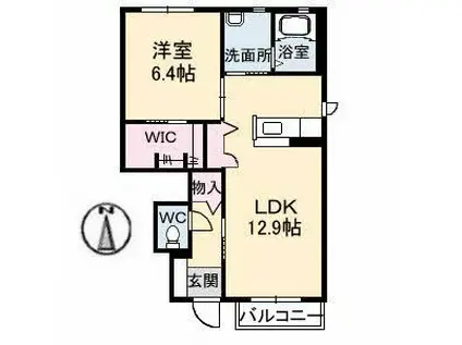 シャーメゾンみずほA棟(1LDK/1階)の間取り写真