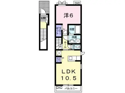 アルドールA(1LDK/2階)の間取り写真