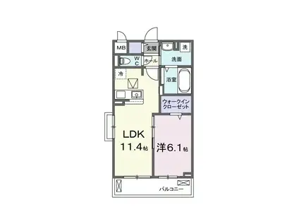 ロイヤル長伏(1LDK/3階)の間取り写真