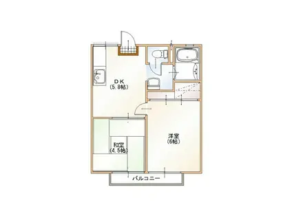 市村ハイツ(2DK/1階)の間取り写真