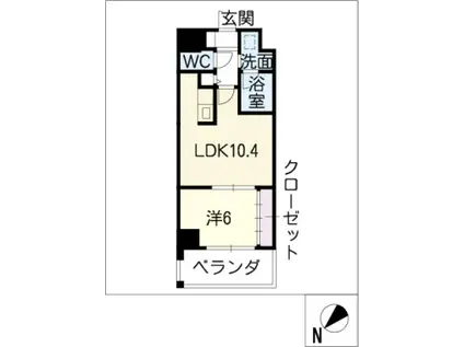 エルミタージュ新栄(1LDK/2階)の間取り写真