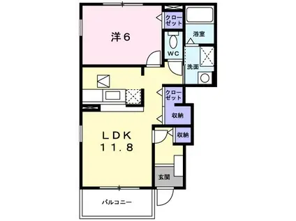 フランボワーズ(1LDK/1階)の間取り写真