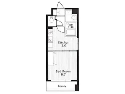 バロアールケヤキ(1DK/1階)の間取り写真