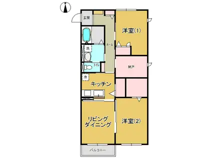 ハウスオブハーディーI(2LDK/2階)の間取り写真