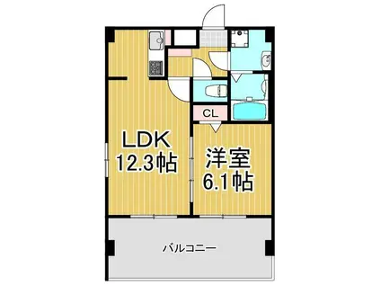 ペアパレス六町環七北通(1LDK/5階)の間取り写真