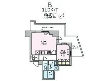 クレストコート旗の台(1LDK/1階)の間取り写真