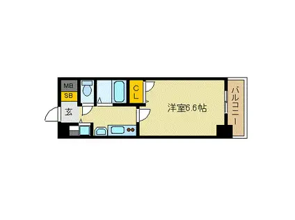 プレサンス本町プライム(1K/13階)の間取り写真