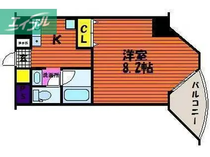 ルシェール(1K/6階)の間取り写真