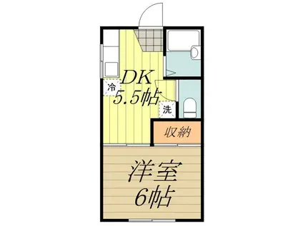 旭コンドミニアム(1DK/1階)の間取り写真