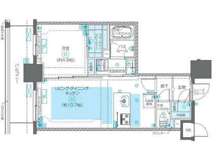 ZOOM秋葉原イースト/ズーム秋葉原イースト(1SLDK/8階)の間取り写真
