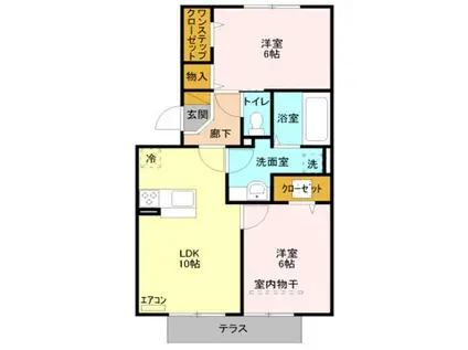 イルソーレ吉川美南 アランチャ(2LDK/2階)の間取り写真