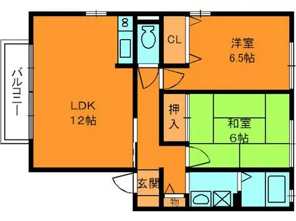 ラフィーネ結崎B棟(2LDK/2階)の間取り写真