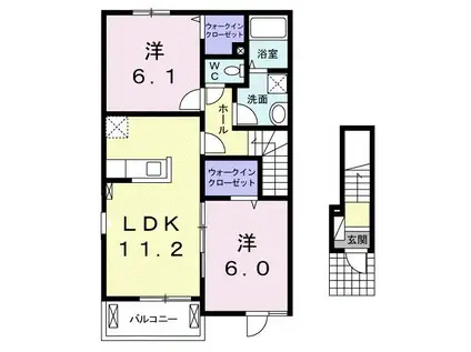 エスポワール・ジェルメIII(2LDK/2階)の間取り写真