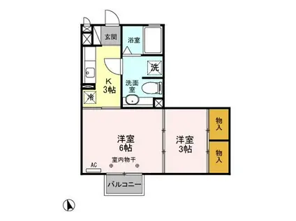 グリーンヒルズ B(2K/2階)の間取り写真