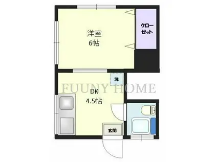 コーポ平野(1DK/1階)の間取り写真