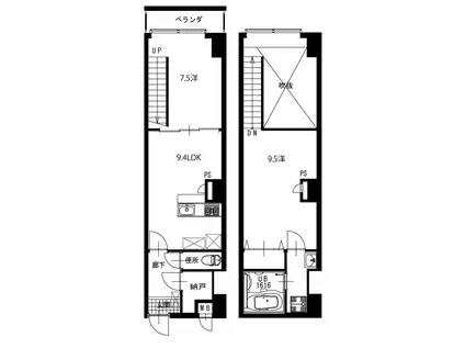 フロンティア佐世保駅前(2LDK/3階)の間取り写真