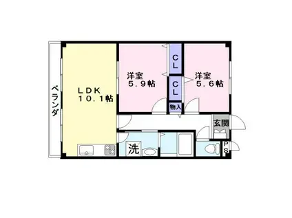 スーリールI番館(2LDK/6階)の間取り写真