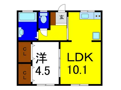 新浜マンション(1LDK/3階)の間取り写真