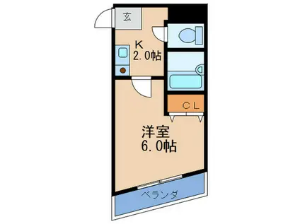 セリシェ中津(1K/2階)の間取り写真