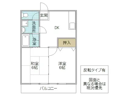 エメラルド水戸壱番館(2DK/2階)の間取り写真
