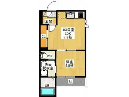 GRANDTIC東雲本町II(1LDK/1階)の間取り写真