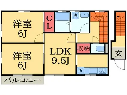 サンライズ誉II(2LDK/2階)の間取り写真