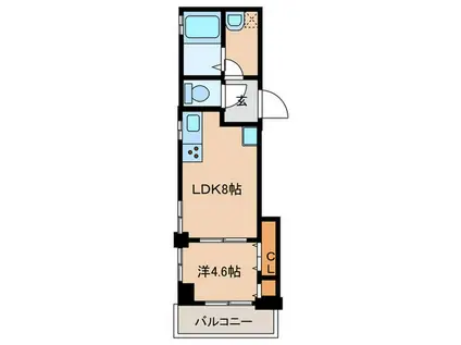 ハマサンビル(1LDK/4階)の間取り写真